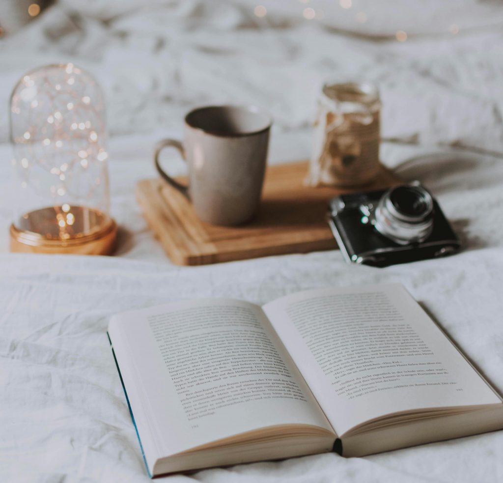 open book_coffee_fairy lights
